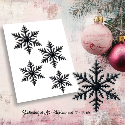 Sticker Bogen DIN A3 - Schwarze Schneeflocke