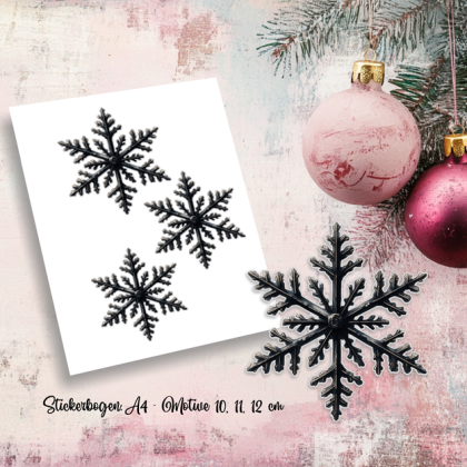 Sticker Bogen DIN A4 - Schwarze Schneeflocke