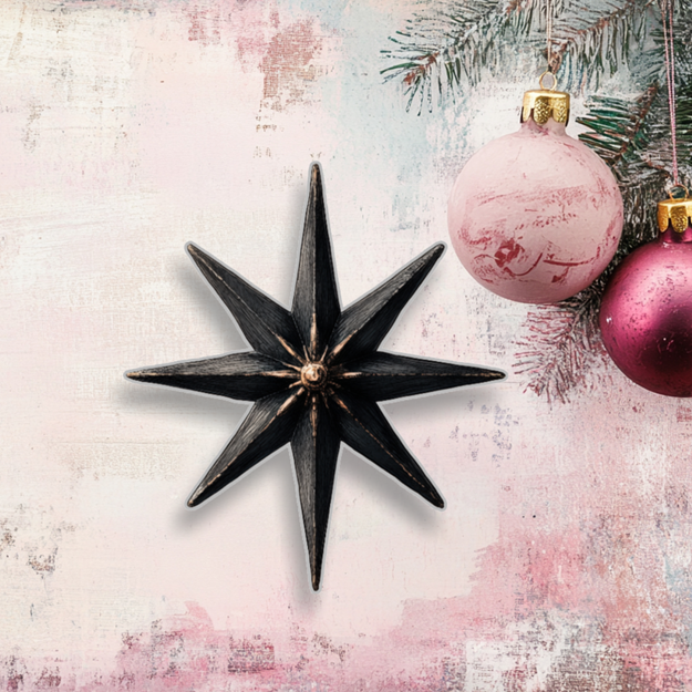 Sticker Bogen DIN A4 - Schwarzer Weihachtsstern