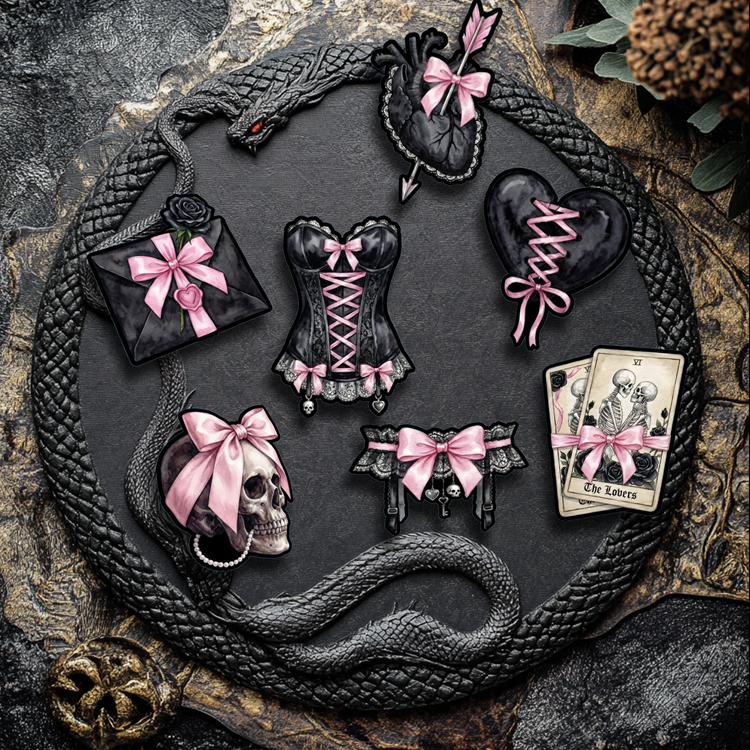 Sticker-Set - Gothic kokett - 7 Stück