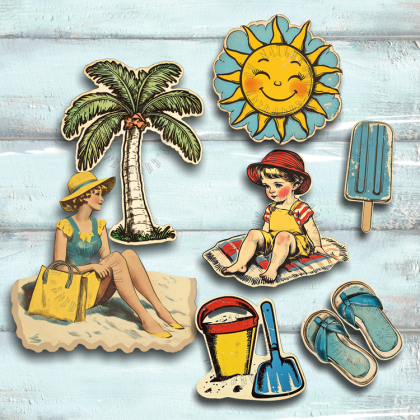 Sticker-Set - Retro Beach 2 - 7 Stück