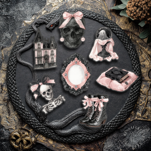 Sticker-Set - Halloween - Rosa- Schwarz 2 - 7 Stück